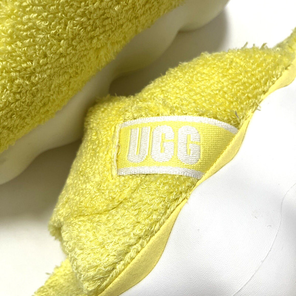 UGG Sugarcloud Platform Slide SZ 7 Sunny Yellow Fuzzy Terry Sandal 1138178 NWOB - Picture 6 of 12
